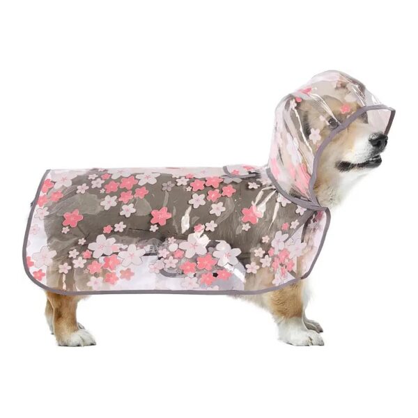 Waterproof Small Dog Raincoat with Cherry Blossoms Pattern for Small Medium Dogs