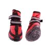 Waterproof Small Red Dog Boots with Elastic Straps and Reflective Tape for Active Pets