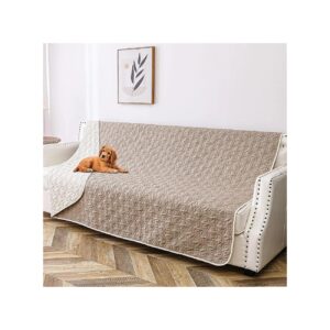 Waterproof Sofa Dog Pet Blanket Reversible Cream Khaki Furniture Protector 52x82 Inch