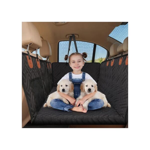 Waterproof and Breathable Dog Car Seat Cover with Mesh Window and Storage Space