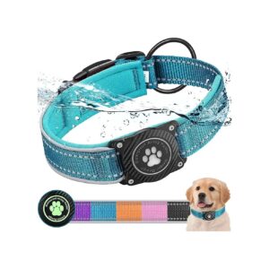 Waterproof and Dustproof Airtag Dog Collar with Soft Padded Comfort and Reflective Strips