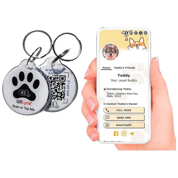 Waterproof and Lightweight Dog and Cat ID Tag with NFC and QR