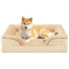 Waterproof and Non-Slip Orthopedic Pet Couch Bed with Soft Plush Cover for Medium Dogs