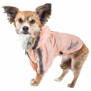 Waterproof and Reflective Raincoat Poncho for Small Pink Dogs Adjustable