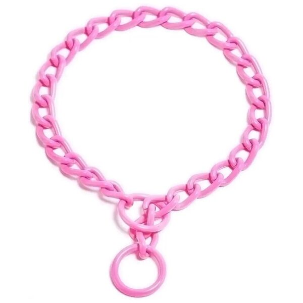 Waterproof and Rust Resistant Coated Chain Training Collar in Cotton Candy Pink