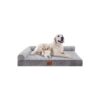 Waterproof and Washable Orthopedic Dog Bed with Bolster for Large Pets