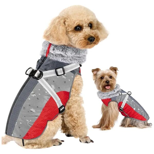 Waterproof and Windproof Dog Coat with Built-In Harness for Small to Medium Breed Dogs