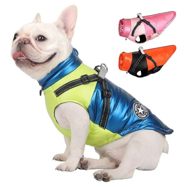 Waterproof and Windproof Dog Coat with Reflective Strips and Adjustable Harness