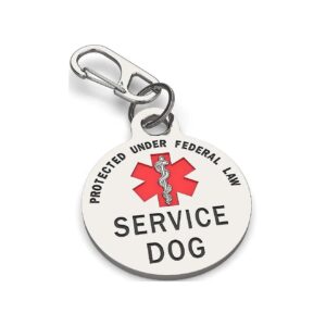 Wearable Medical Alert Dog Tag with Red Symbol for Federal Recognition