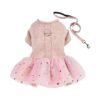 Wearing Woolen Tulle Dog Harness Dress with Leash for Small Dogs and Cats