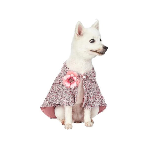 Weather Dog Poncho Cape with Detachable Necklace and Flower Accessory for Small Dogs