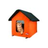 Weatherproof Small Dog Cat House with Fleece Heated Bed and Foldable Design