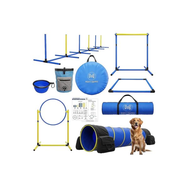 Weave Poles, Hoop Jumps, and Collapsible Water Bowl for Intensive Dog Training