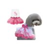 Wedding Dog Dress with Red Lips and Bowknot Design for Small Dog Girls with Medium Size