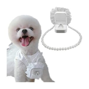 Wedding Pet Accessory, Velvet Pet Wedding Collar with Ring Box for Dogs and Cats