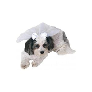 Wedding Veil Dog Costume with White Mesh and Bow for Medium to Large Pets