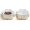 Weighted Ceramic Pet Food Bowls with Wooden Accents for All Breed Sizes