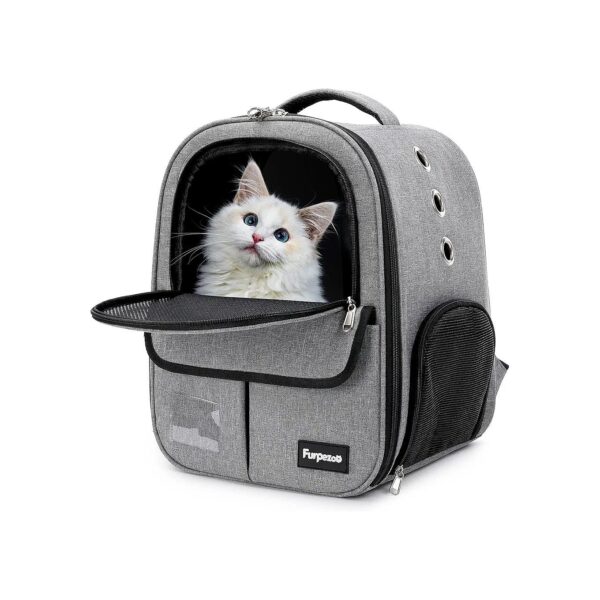 Well-Ventilated Pet Carrier Backpack for Small Dogs and Cats with Three-Way Entry