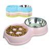 Wheat Straw Fiber and Stainless Steel Pet Food Bowls for Small to Medium Pets