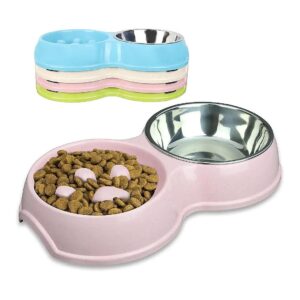 Wheat Straw Fiber and Stainless Steel Pet Food Bowls for Small to Medium Pets