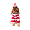 Where's Waldo Pet Costume for Large Dogs with Attached Headpiece and Glasses