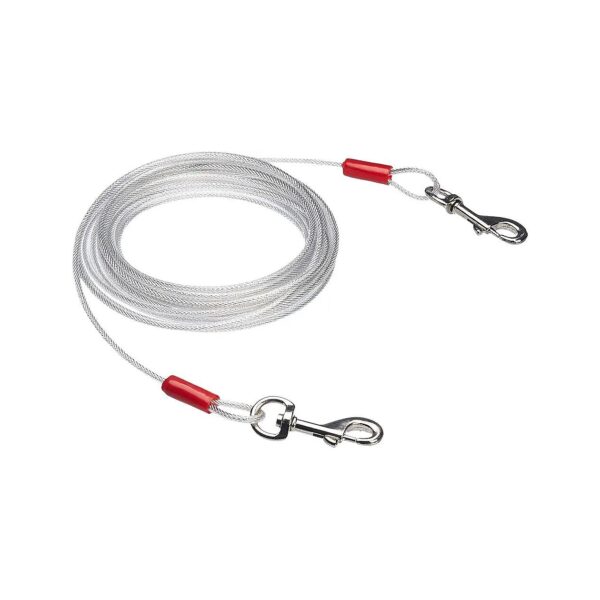 White 25 Foot Tie-Out Cable for Medium to Large Size Dogs up to 90 Pounds