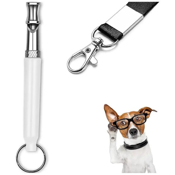 White Adjustable Ultrasonic Silent Dog Whistle for Training and Stopping Barking