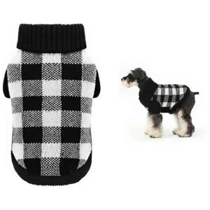 White Black Plaid Knitted Sweater for Large Dogs 24 Pounds and Up