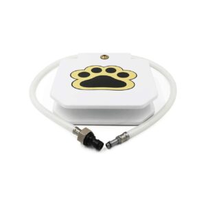 White Black and Yellow Dog Water Dispenser System with Brass Valve and Sturdy Hose