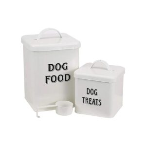 White Carbon Steel Dog Food and Treat Storage Set with Scoop and Easy Cleaning Design