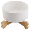 White Ceramic Medium Dog Bowls Dish Set with Bone Stand for Pet Food and Water