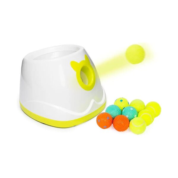 White Color Dog Ball Launcher with 9 Small Herd Balls for Indoor and Outdoor Play