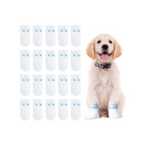 White Disposable Dog Paw Covers for Outdoor Indoor Walking 20 Pcs Medium Size