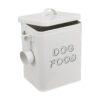 White Dog Food Storage Canister with Scoop, Perfect for Countertop or Shelf Display