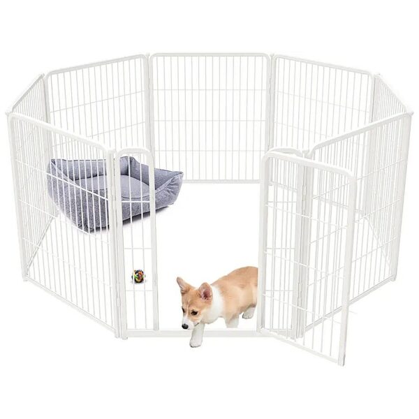 White Dog Playpen for Indoor Use, 32 Height, Medium Breed Dogs, Quiet Indoor Space