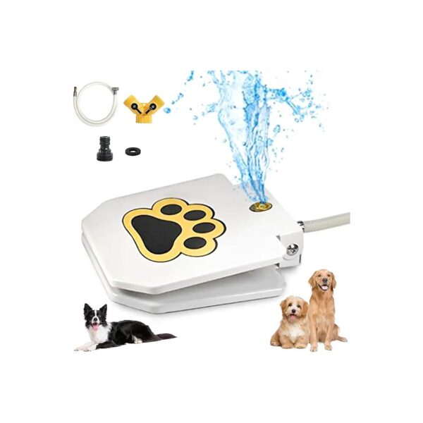 White Dog Water Fountain with Pure Copper Valve Core and Interactive Claw Foot Valve