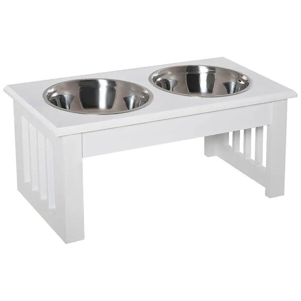 White Elevated Feeding Station for Small to Medium Size Dogs