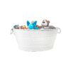 White Galvanized Metal Storage Bin for Dog Toys, Blankets, and Accessories