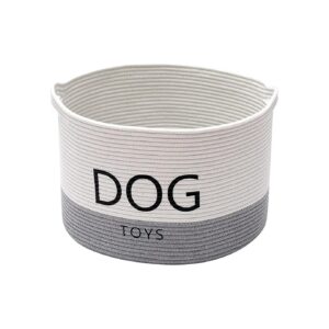 White-Gray Rope Dog Supply Storage Bin for Treats, Toys, and More