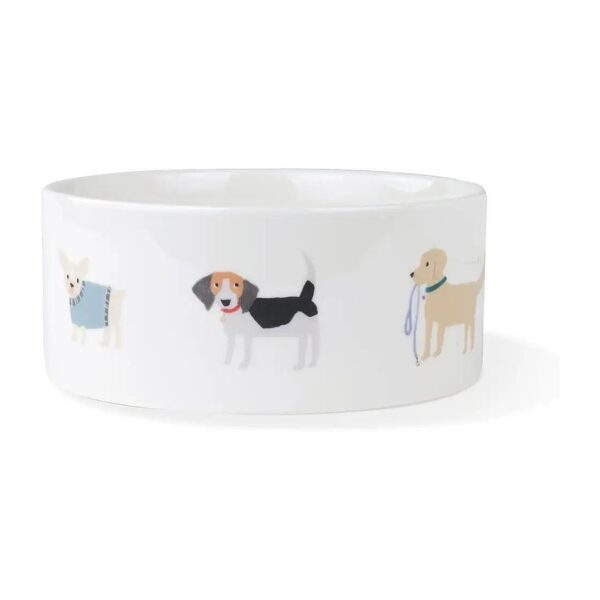 White Happy Breeds Large Ceramic Straight Bowl for Cleaning