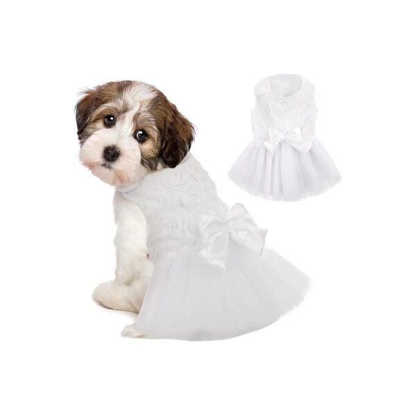 White Lace Dog Tutu Skirt Wedding Dress Small Princess Formal Skirt For Small Dog Apparel