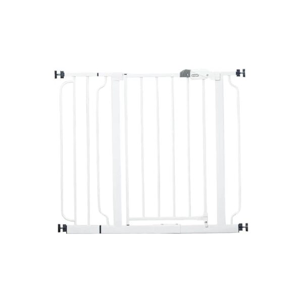 White Metal Dog Gate Expands and Downsizes for Any Space