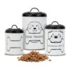 White Metal Dog Treat Containers Set of 3 with Custom Chalk Labels for a Personal Touch