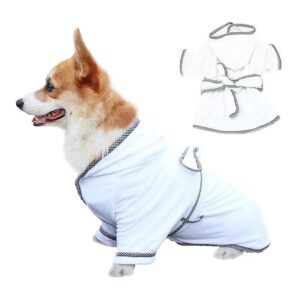 White Microfiber Hooded Bath Towel for Dogs and Cats XL Size 40-50LB