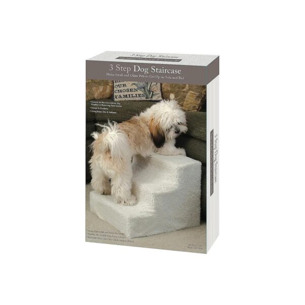 White Pet Stairs 3 Steps for Small Dogs and Cats Compact Design