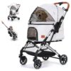 White Pet Stroller for Small Medium Dogs and Cats Foldable and Portable