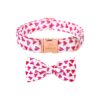 White Red Love Adjustable Dog Collar with Detachable Bow Tie for Small Medium Large Dogs