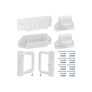 White Retractable Pet Gate Replacement Parts Kit with Bracket Anchors and Screws