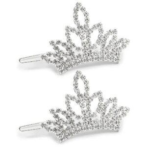 White Rhinestone Dog Crown, Small Pet Tiara with Snap Clip Closure, 2 Pack