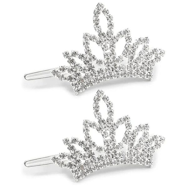 White Rhinestone Dog Crown, Small Pet Tiara with Snap Clip Closure, 2 Pack